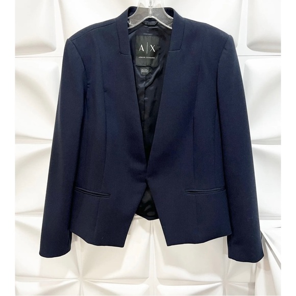 Armani Exchange A/X Sz 8 Navy Blue Blazer Suit Angler Riding Jacket - Picture 3 of 9